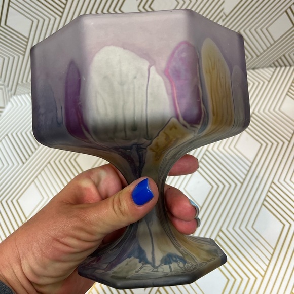 Vintage Rueven Art Nouveau Glass Hand Painted Compote Pedestal - Picture 8 of 11